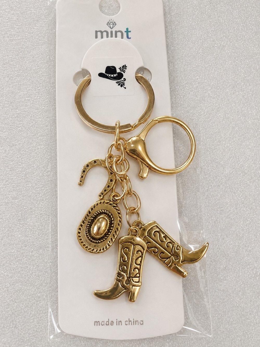 Mint Gold Western Charm Key & Card Holder